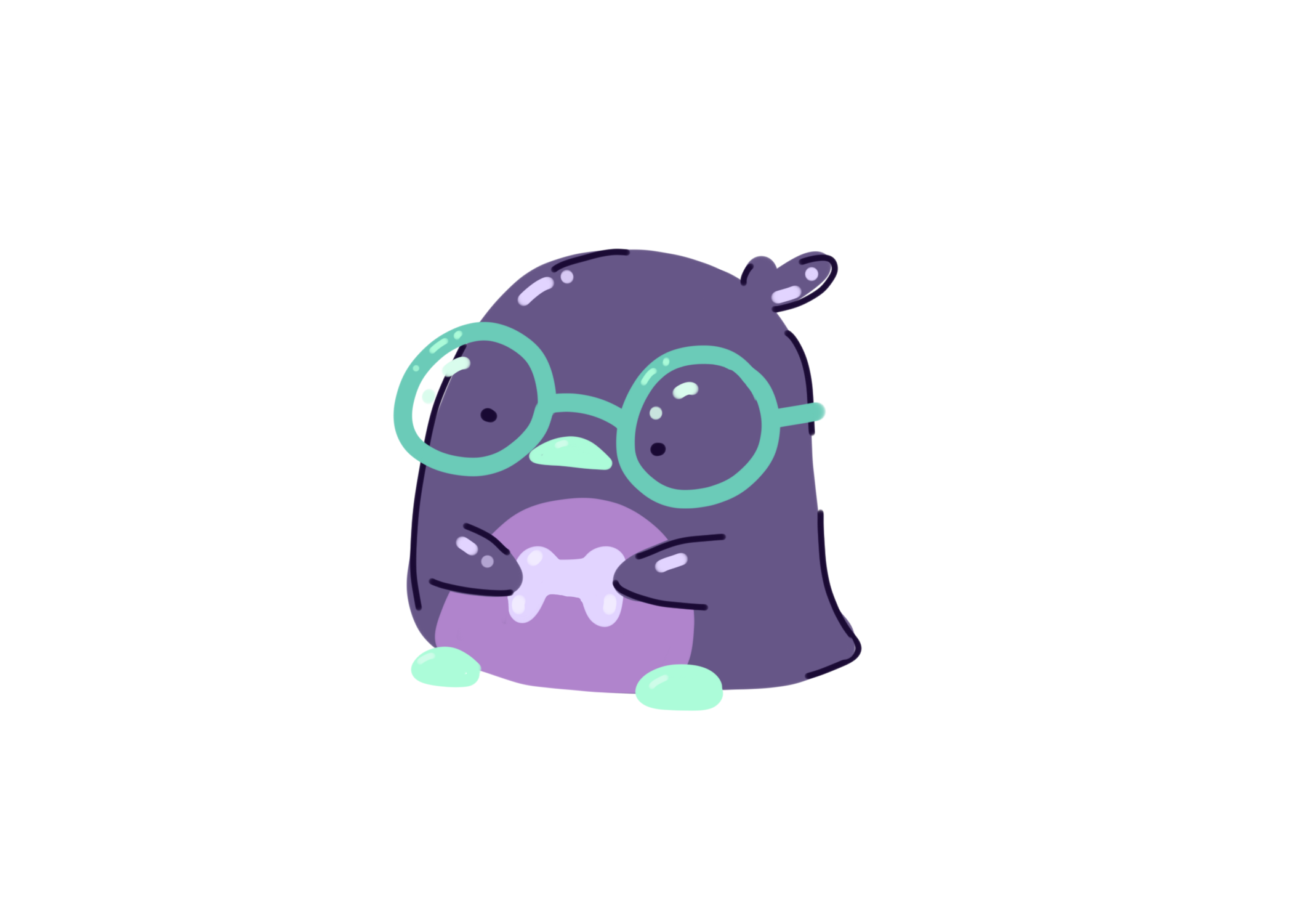 purple penguin holding a game controller